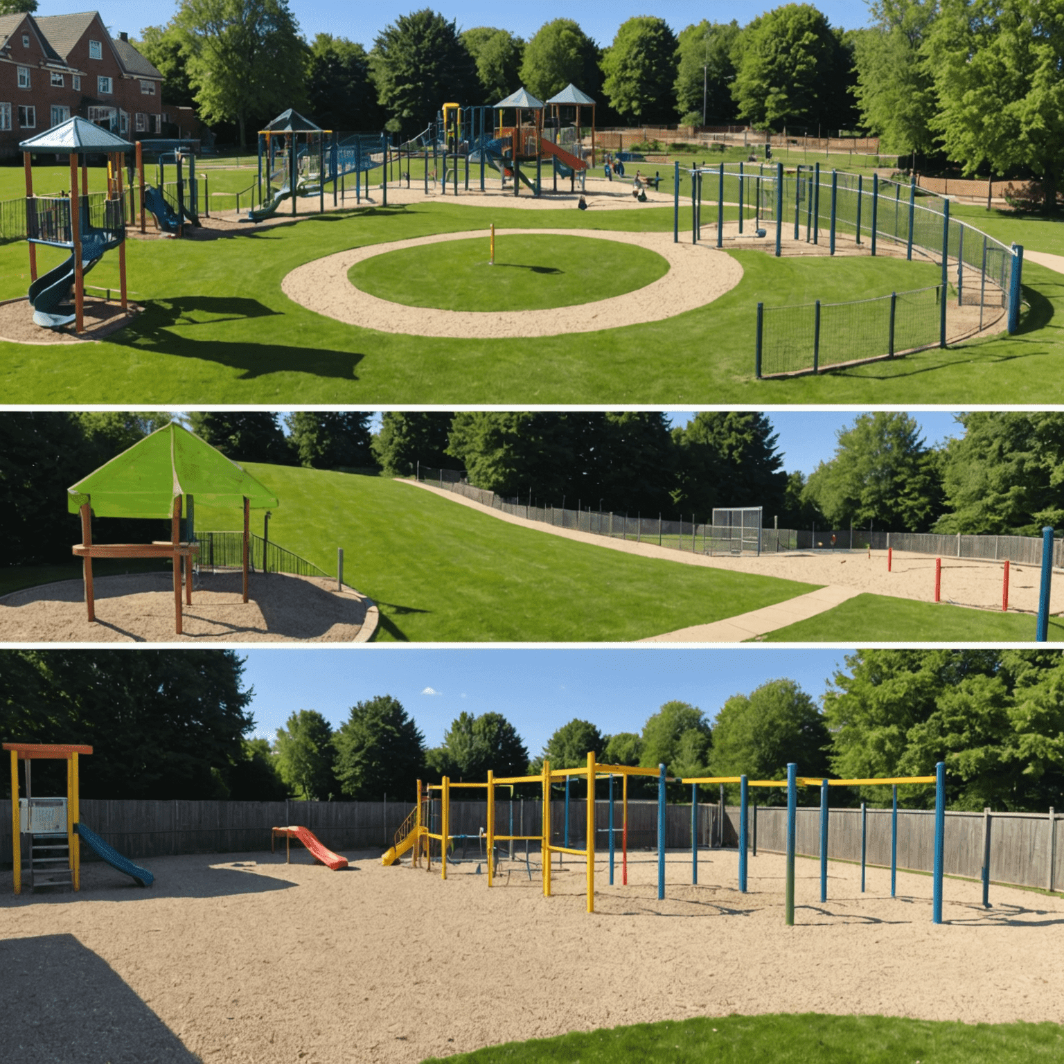 A split-screen image showing a before and after of a community project. On the left, a rundown playground; on the right, a vibrant, safe play area with children enjoying new equipment. Overlaid are Fostainter's transparent funding metrics and community impact statistics.