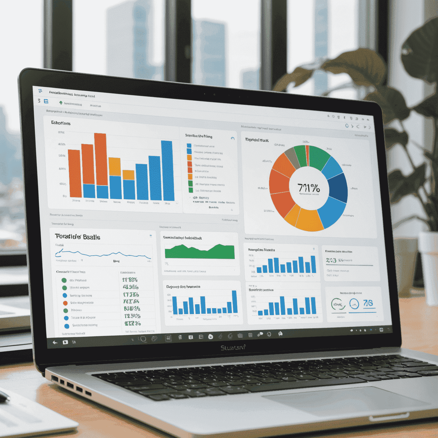 A dashboard with charts and progress bars, illustrating real-time project tracking and updates